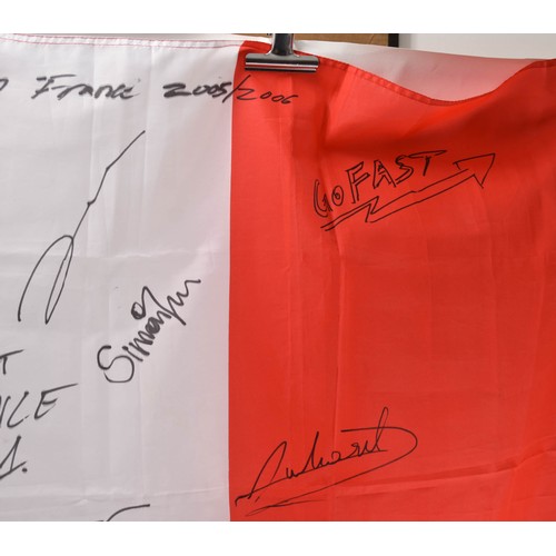 103 - A1 GP French 2005- 2006 French Team Signed Flag and Collection of Related Books and Magazines