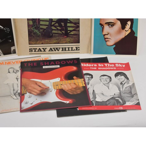 111 - Mix of Music Related Memorabilia including The Shadows Tour Programmes, Elvis pictures and a signed ... 