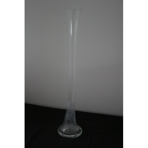 450 - Tall, 81cm, Clear Glass Flute Vase with Heavy Base