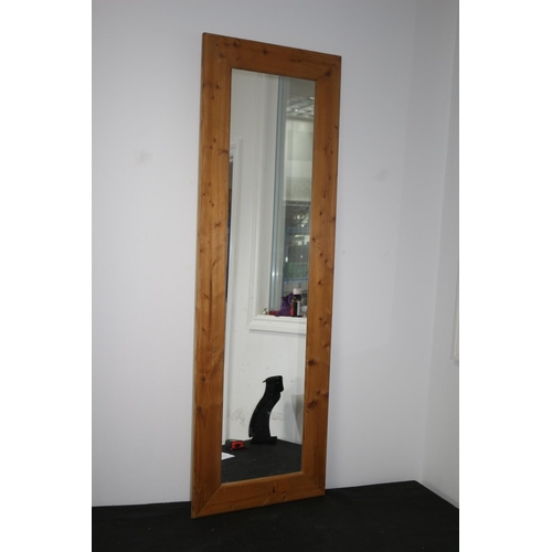 118 - Tall Wide Rimmed Pine Mirror - 136 x 45cm