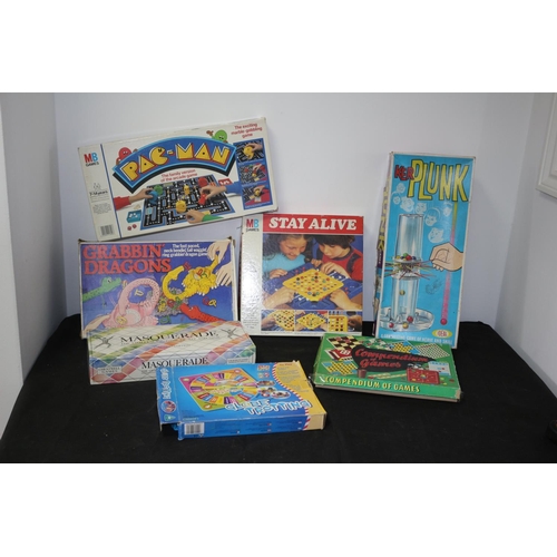 128 - Selection of Mainly Vintage Board Games and Games including Ker-Plunk & Pac-Man