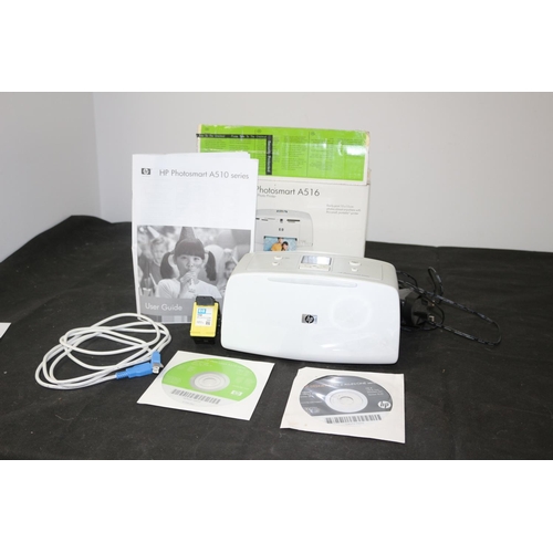 134 - HP Photosmart A516 Photo Printer including Original Box, Wires, CD's and Instructions