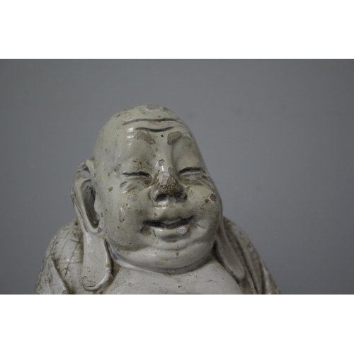 151 - Aged Heavy Plaster Buddha - Stands 22cm Tall