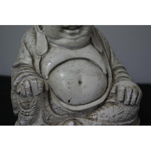 151 - Aged Heavy Plaster Buddha - Stands 22cm Tall