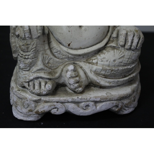 151 - Aged Heavy Plaster Buddha - Stands 22cm Tall