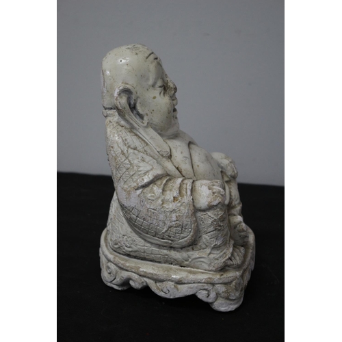 151 - Aged Heavy Plaster Buddha - Stands 22cm Tall