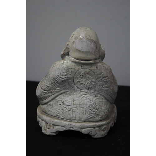 151 - Aged Heavy Plaster Buddha - Stands 22cm Tall