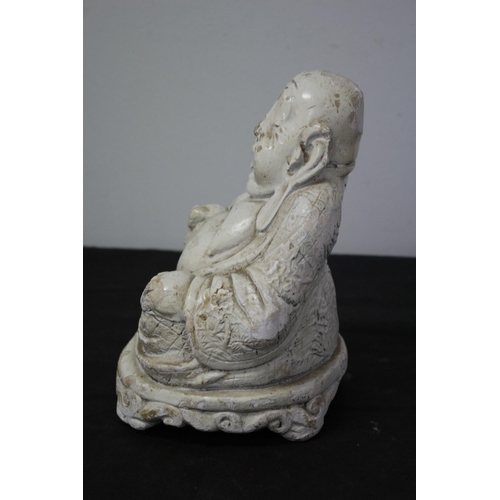 151 - Aged Heavy Plaster Buddha - Stands 22cm Tall