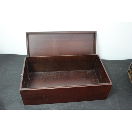 163 - Vintage Wooden Storage Box plus 2 Pigeon Slot Racks and a Cribbage Pin Board