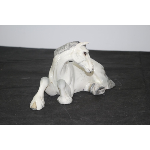 170 - Large Beswick Laying Grey Shire Horse