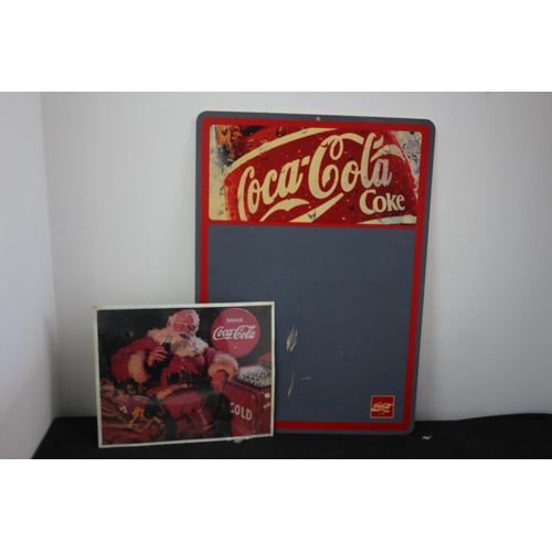 175 - Coca Cola Tin Sign (new) plus Large Coca Cola Notice Board