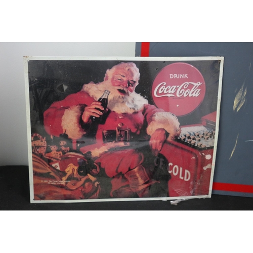 175 - Coca Cola Tin Sign (new) plus Large Coca Cola Notice Board