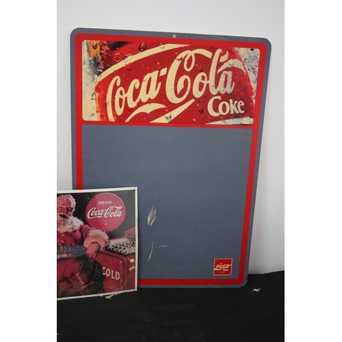 175 - Coca Cola Tin Sign (new) plus Large Coca Cola Notice Board