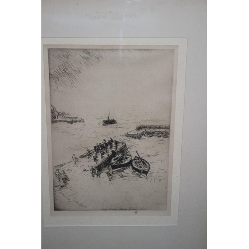 188 - Vintage Etching - Gale at Port Erroll by James McBey