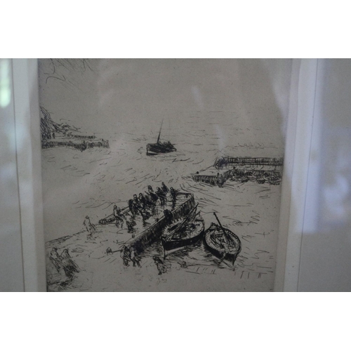 188 - Vintage Etching - Gale at Port Erroll by James McBey