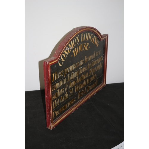 189 - Vintage Hand Made and Hand Painted and Lettered Lodging House Sign - 61 x 46cm