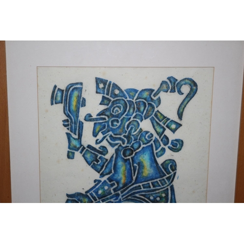 191 - Framed and Glazed Mayan Rubbing Signed P. Argaez P - 53 x 43cm