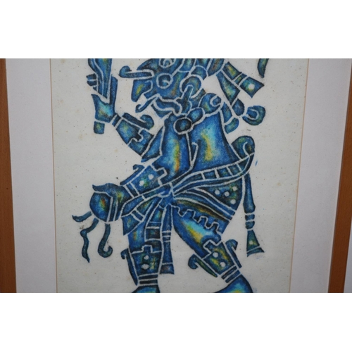 191 - Framed and Glazed Mayan Rubbing Signed P. Argaez P - 53 x 43cm