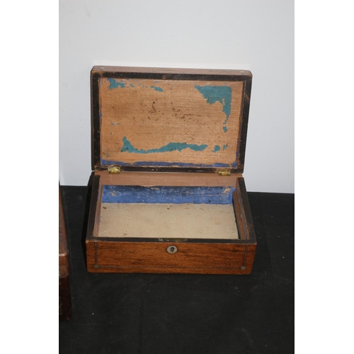 201 - Vintage Writing Slope / Box plus a Smaller Storage Box - Both with Mother of Pearl Inlay