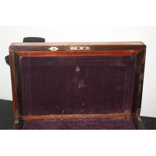 201 - Vintage Writing Slope / Box plus a Smaller Storage Box - Both with Mother of Pearl Inlay