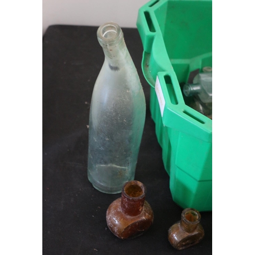 204 - Crate of Very Old Glass Bottles, Many with Writing