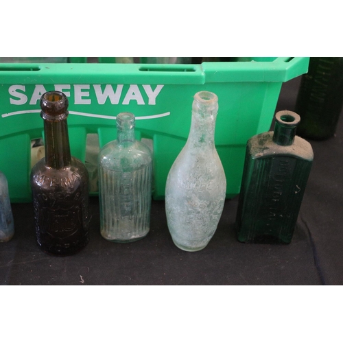 204 - Crate of Very Old Glass Bottles, Many with Writing