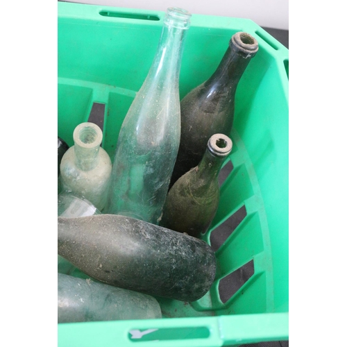 204 - Crate of Very Old Glass Bottles, Many with Writing