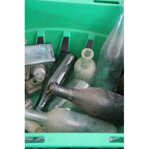 204 - Crate of Very Old Glass Bottles, Many with Writing