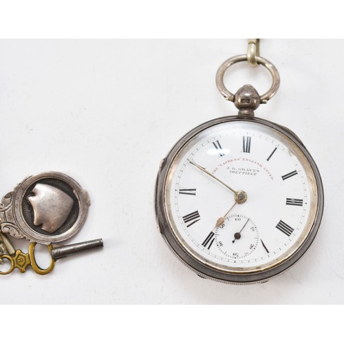 260 - An Antique English Silver Pocket Watch By J.G.Graves On Chain