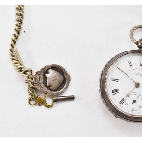 260 - An Antique English Silver Pocket Watch By J.G.Graves On Chain