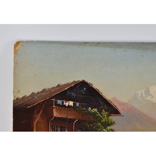 269 - A Vintage Oil On Board Depicting An Alps Scene. 31.5cm x 23.5cm.