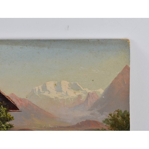 269 - A Vintage Oil On Board Depicting An Alps Scene. 31.5cm x 23.5cm.