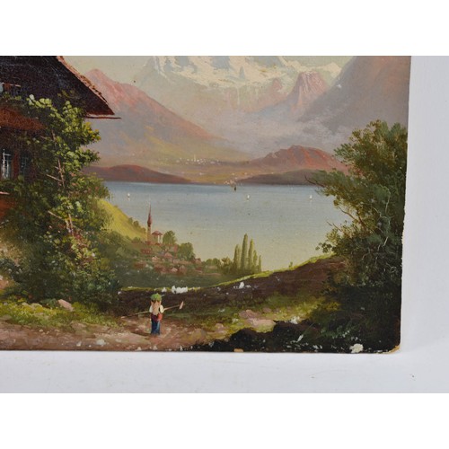 269 - A Vintage Oil On Board Depicting An Alps Scene. 31.5cm x 23.5cm.