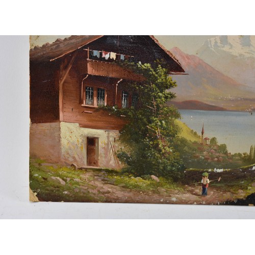 269 - A Vintage Oil On Board Depicting An Alps Scene. 31.5cm x 23.5cm.