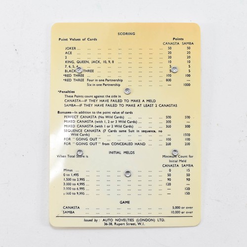 271 - A Vintage Barden Canasta & Samba Scorer