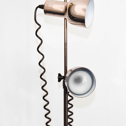 278 - A Brown Metallic Mid Century Height Adjustable Lamp Featuring Twin Spotlights. Tested And Working.