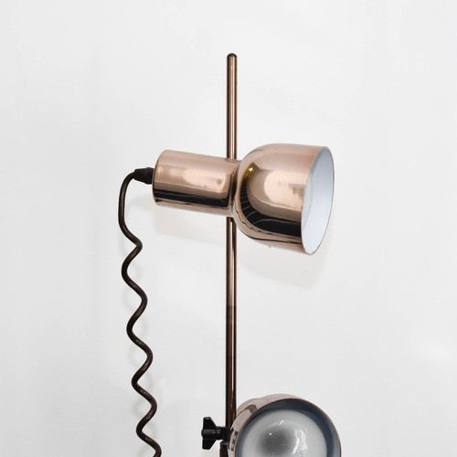 278 - A Brown Metallic Mid Century Height Adjustable Lamp Featuring Twin Spotlights. Tested And Working.