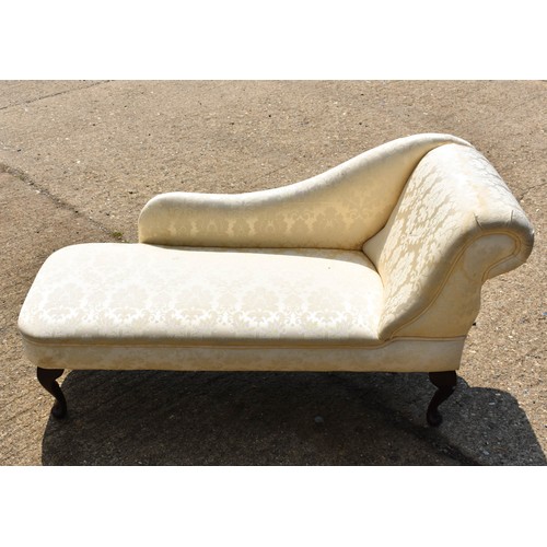 285 - A Small Cream Fabric Chaise Lounge 135cm x 50cm.