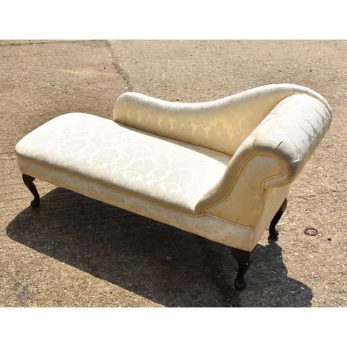 285 - A Small Cream Fabric Chaise Lounge 135cm x 50cm.