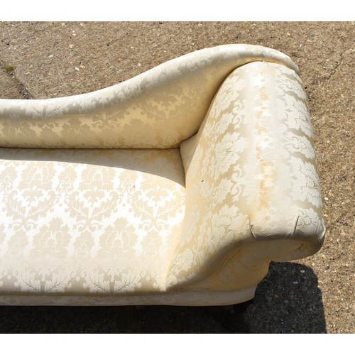 285 - A Small Cream Fabric Chaise Lounge 135cm x 50cm.