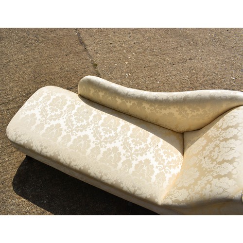 285 - A Small Cream Fabric Chaise Lounge 135cm x 50cm.