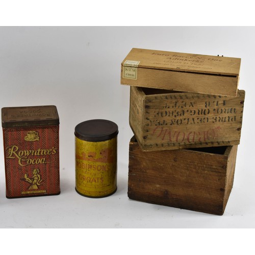 289 - A Collection Of 3 Vintage Tins And 3 Aged Wooden Boxes