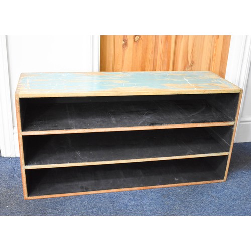 305 - A Vintage Wooden Shoe Storage Unit With Aged Paint. 91cm x 30cm x 46cm.