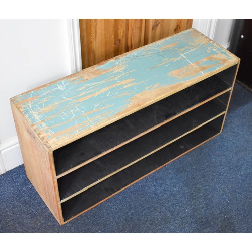 305 - A Vintage Wooden Shoe Storage Unit With Aged Paint. 91cm x 30cm x 46cm.