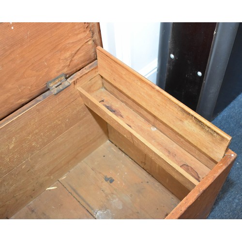 2 - A Delightful Antique Aged Pine Storage Chest Featuring An Interior Candle Box And Brass Handles. 110... 