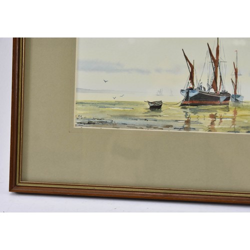 316 - F/M/G Original Watercolour Of A Fishing Boat / Barge. 41cm x 32cm. D. Phillips? Signed