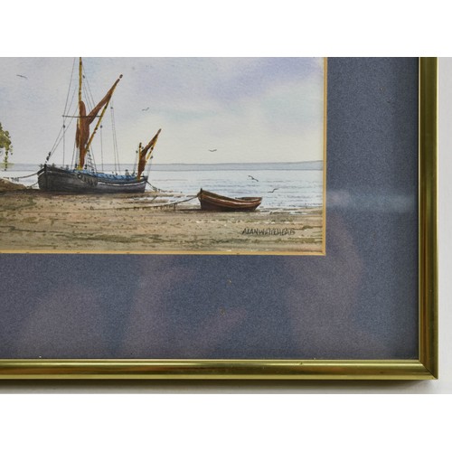 317 - Original Watercolour Of A Moored Boat By Alan Whitehead. 29cm x 25cm.