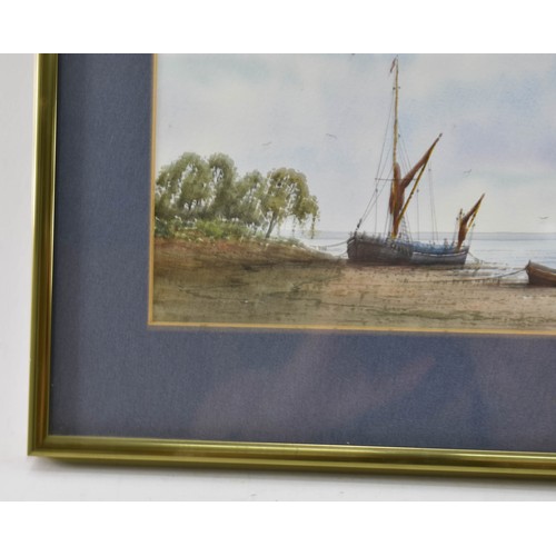 317 - Original Watercolour Of A Moored Boat By Alan Whitehead. 29cm x 25cm.