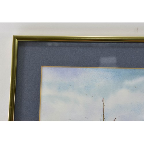 317 - Original Watercolour Of A Moored Boat By Alan Whitehead. 29cm x 25cm.