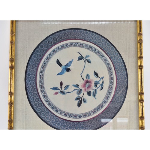 320 - A Collection Of 3 F/M/G Prints Depicting Round Floral / Bird Scenes.